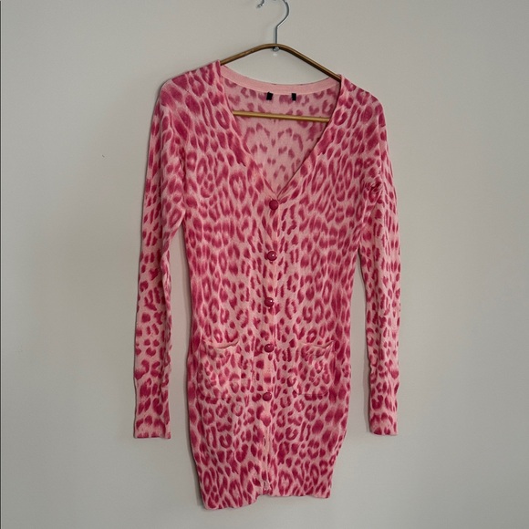 Sweaters - Pink Leopard Print Cardigan/One Piece Dress